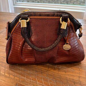 Brahmin Lisa Satchel – Cognac Tri-Texture Leather